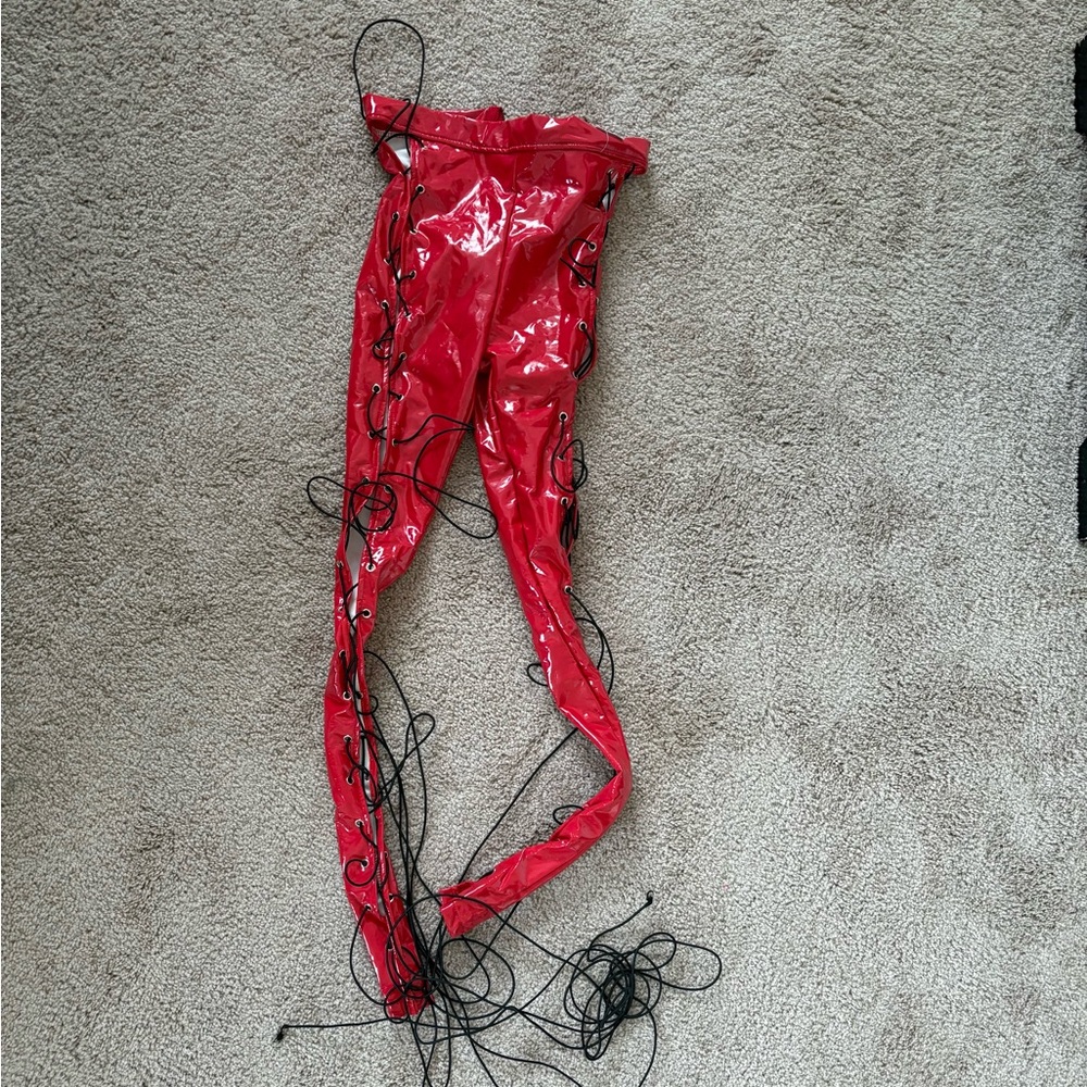 NWT Red Lace-Up Pants